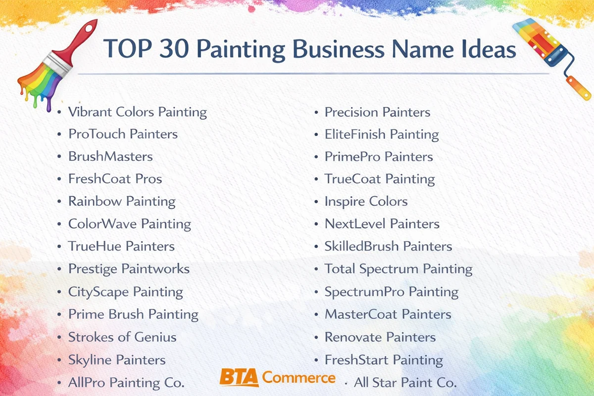 TOP 30 Painting Business Name Ideas