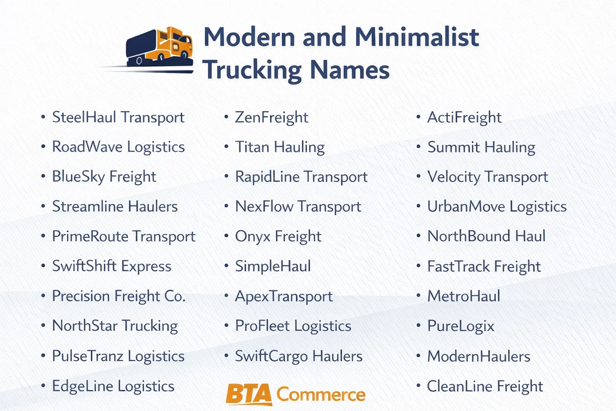 Modern and Minimalist Trucking Names
