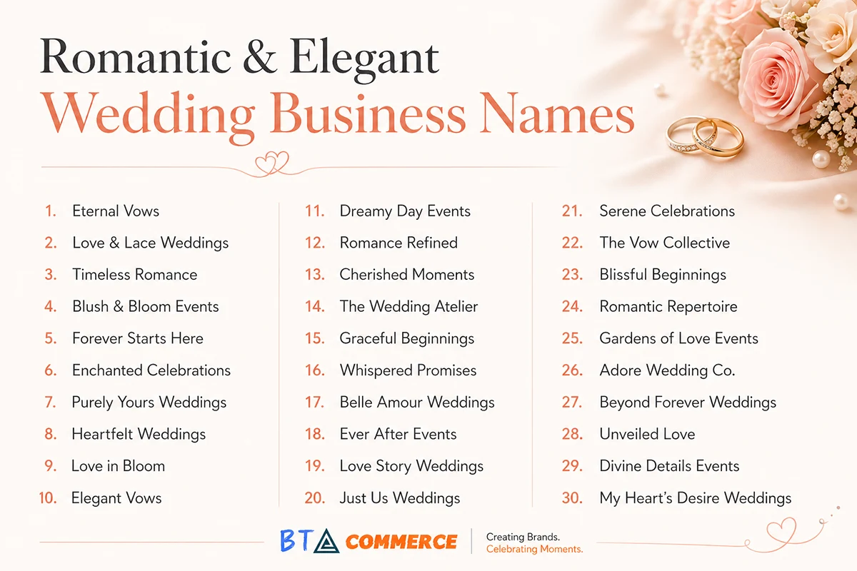 Romantic & Elegant Wedding Business Names