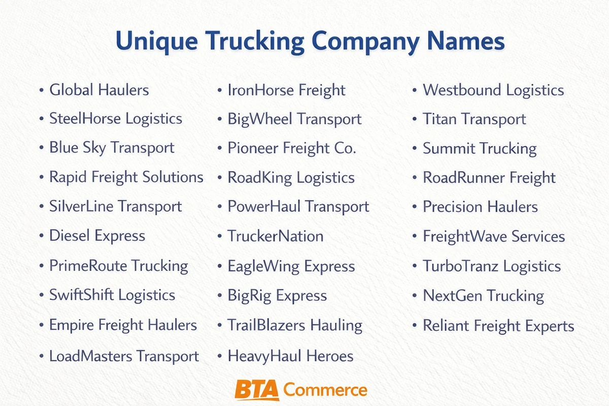 Unique Trucking Company Names