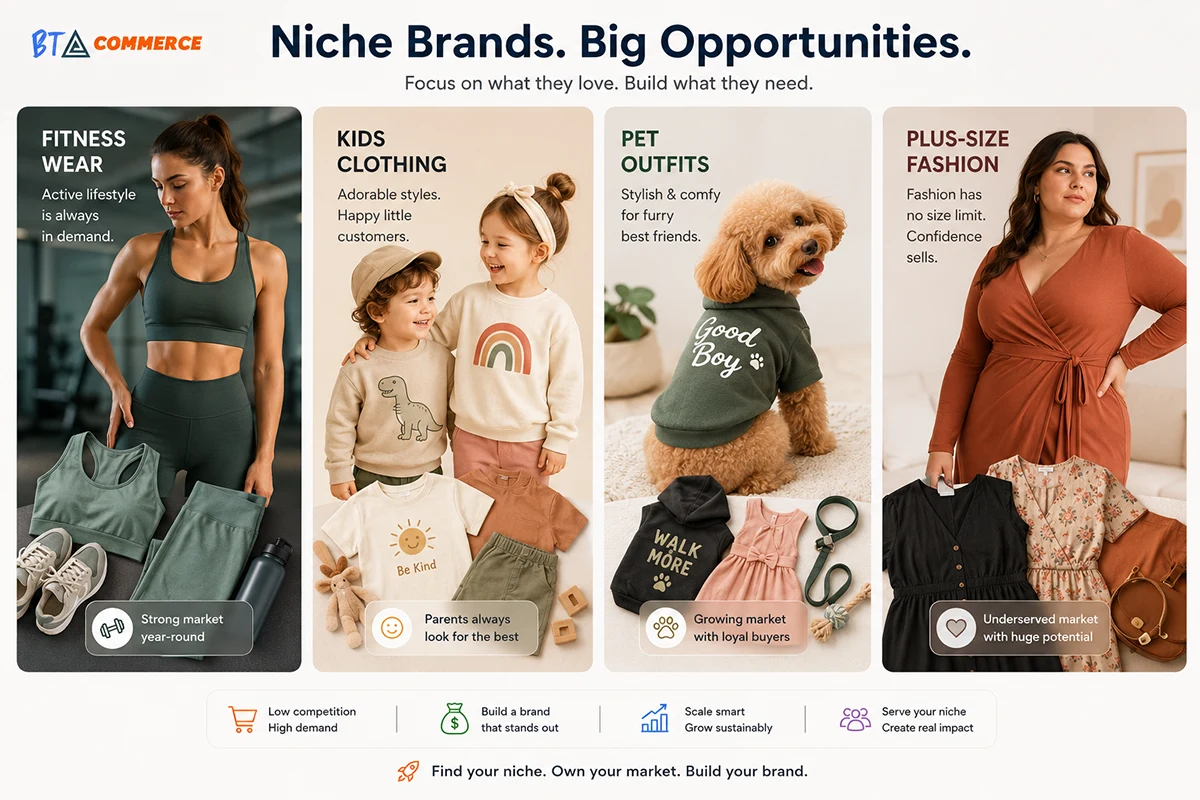 Niche clothing business ideas like kids, pet, fitness, plus size